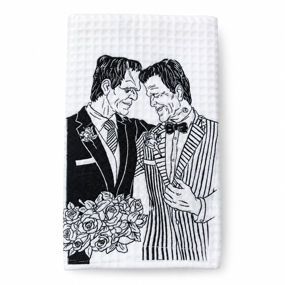 Isaac Mizrahi NWT 18x28 Kitchen Towels Frankenstein Wedding Goth Spooky LGBTQ+